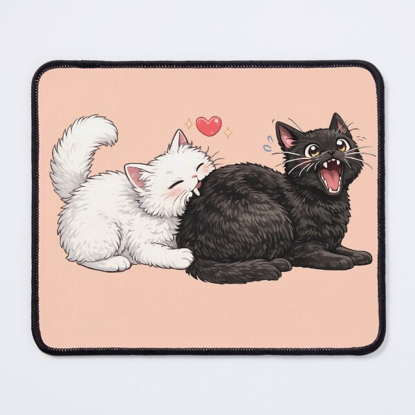 Item preview, Cute White Cat Biting Black Cat Love Chomp designed and sold by tarzbol.