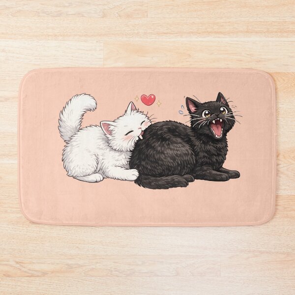 Item preview, Cute White Cat Biting Black Cat Love Chomp designed and sold by tarzbol.