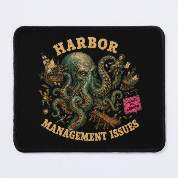 Item preview, Funny Kraken Harbor Management Issues Retro Graphic Tee designed and sold by Mythic Ink Studio.