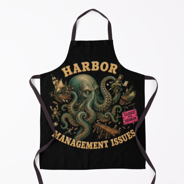 Item preview, Funny Kraken Harbor Management Issues Retro Graphic Tee designed and sold by Mythic Ink Studio.