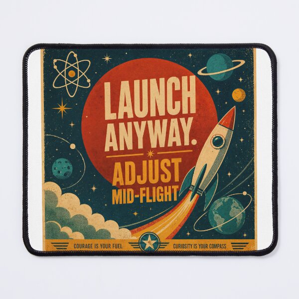 Item preview, Wall Art - Postcard - Launch Anyway – Vintage Space Motivation designed and sold by ForeverPrintsOK.