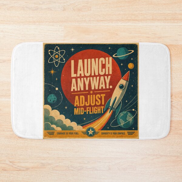 Item preview, Wall Art - Postcard - Launch Anyway – Vintage Space Motivation designed and sold by ForeverPrintsOK.