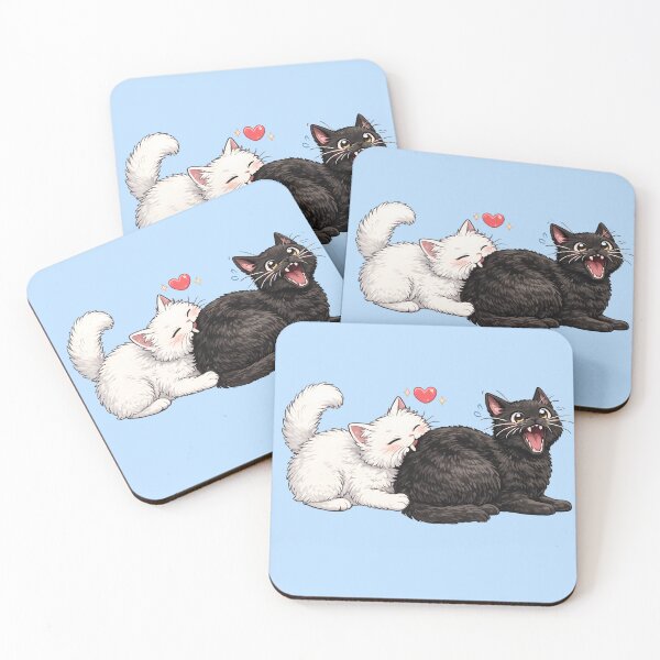 Item preview, Cute White Cat Biting Black Cat Love Chomp designed and sold by tarzbol.