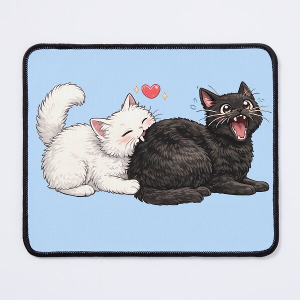 Item preview, Cute White Cat Biting Black Cat Love Chomp designed and sold by tarzbol.