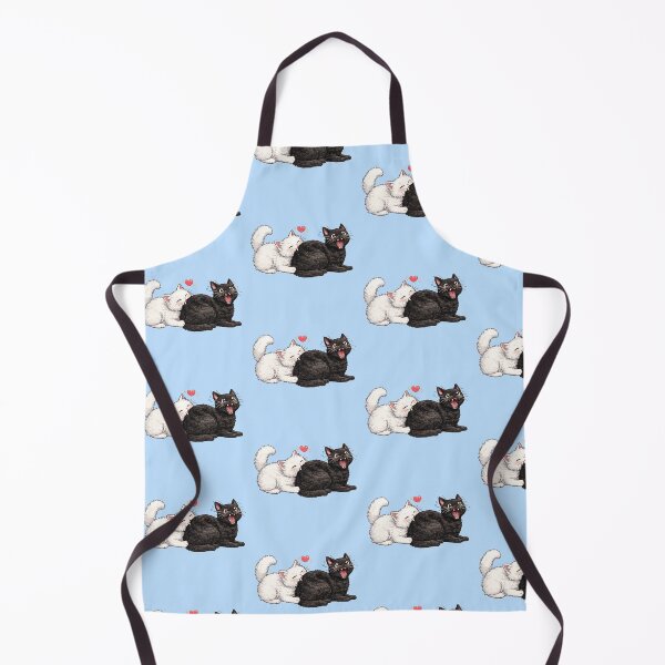 Item preview, Cute White Cat Biting Black Cat Love Chomp designed and sold by tarzbol.