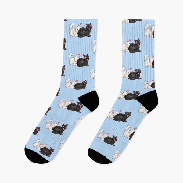 Item preview, Cute White Cat Biting Black Cat Love Chomp designed and sold by tarzbol.