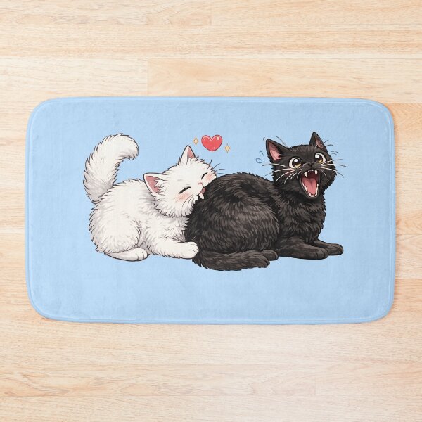Item preview, Cute White Cat Biting Black Cat Love Chomp designed and sold by tarzbol.