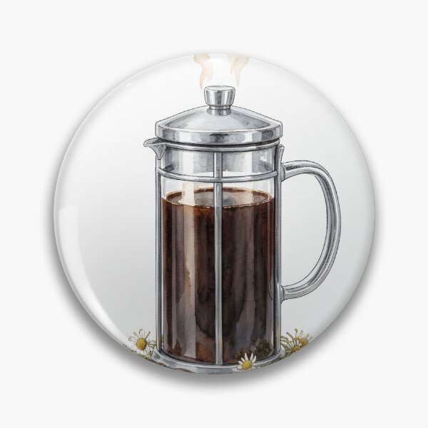 Item preview, Elegant Watercolor French Press with Steaming Coffee designed and sold by LuminaArtRO.
