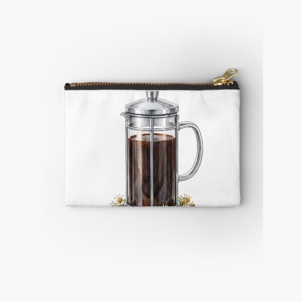 Item preview, Elegant Watercolor French Press with Steaming Coffee designed and sold by LuminaArtRO.