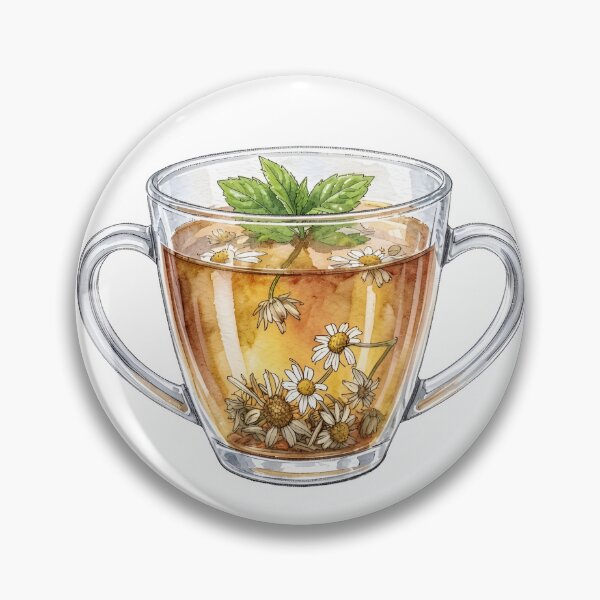 Item preview, Elegant Watercolor Glass Teacup with Chamomile & Mint designed and sold by LuminaArtRO.