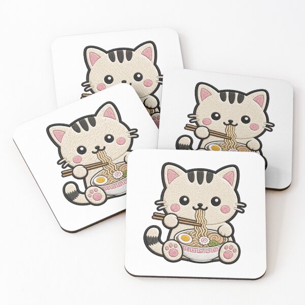 Item preview, Kawaii Cat Eating Ramen designed and sold by IYI.