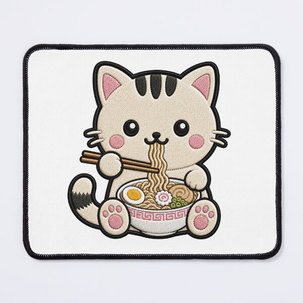 Item preview, Kawaii Cat Eating Ramen designed and sold by IYI.