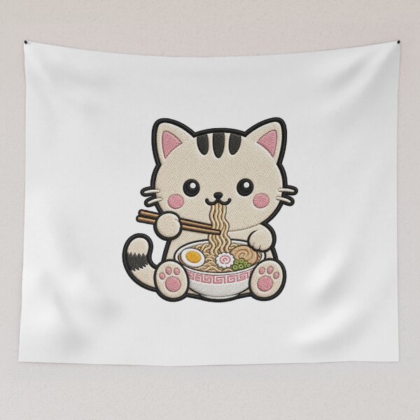 Item preview, Kawaii Cat Eating Ramen designed and sold by IYI.