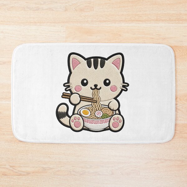 Item preview, Kawaii Cat Eating Ramen designed and sold by IYI.