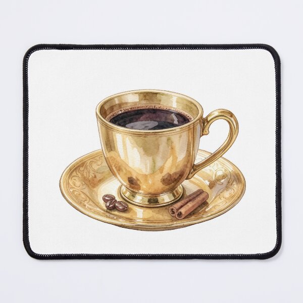 Item preview, Elegant Watercolor Vintage Gold Coffee Cup & Cinnamon designed and sold by LuminaArtRO.
