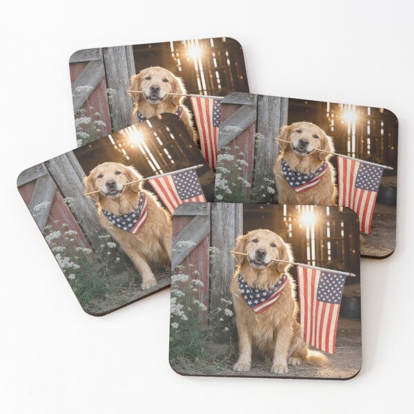 Item preview, Golden Retriever Holding an American Flag designed and sold by Maria Dryfhout.