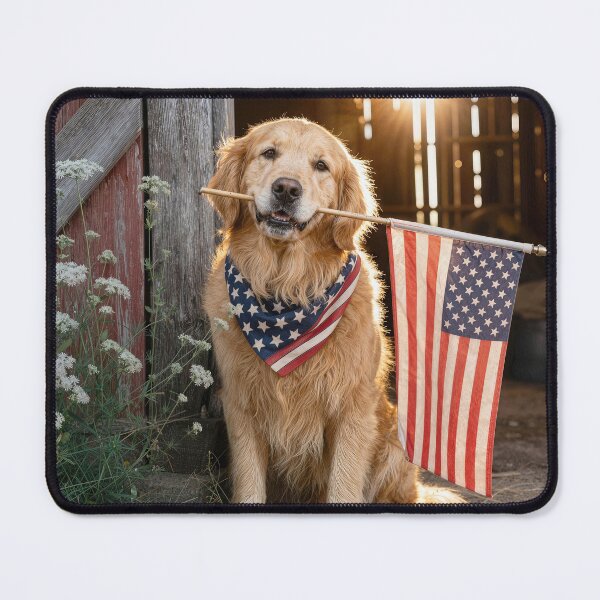 Item preview, Golden Retriever Holding an American Flag designed and sold by Maria Dryfhout.