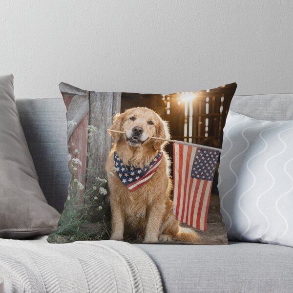 Item preview, Golden Retriever Holding an American Flag designed and sold by Maria Dryfhout.