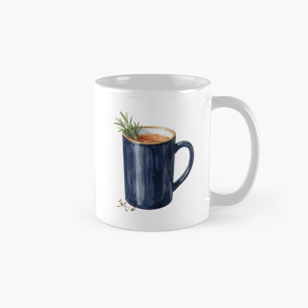 Item preview, Elegant Watercolor Navy Blue Mug with Rosemary Herb designed and sold by LuminaArtRO.