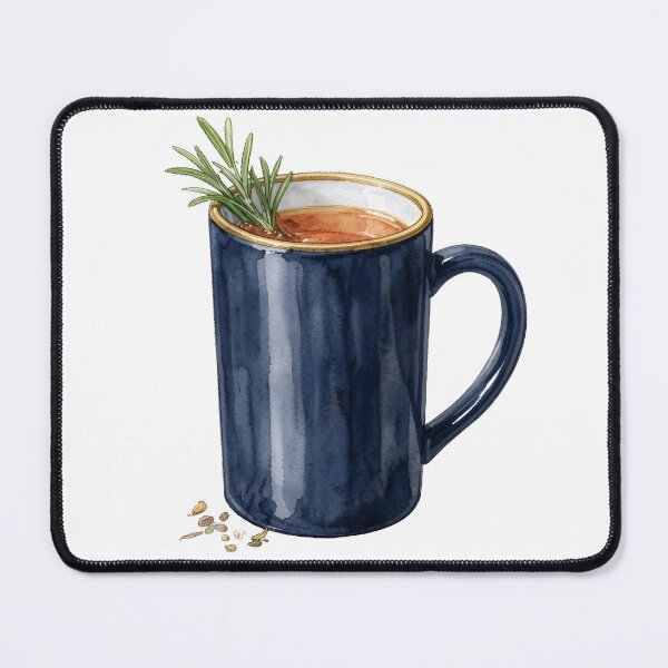 Item preview, Elegant Watercolor Navy Blue Mug with Rosemary Herb designed and sold by LuminaArtRO.