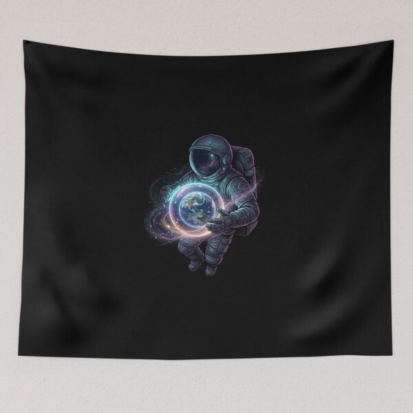 Item preview, Astronaut Holding Planet Earth Space Art designed and sold by JeevanStickers.