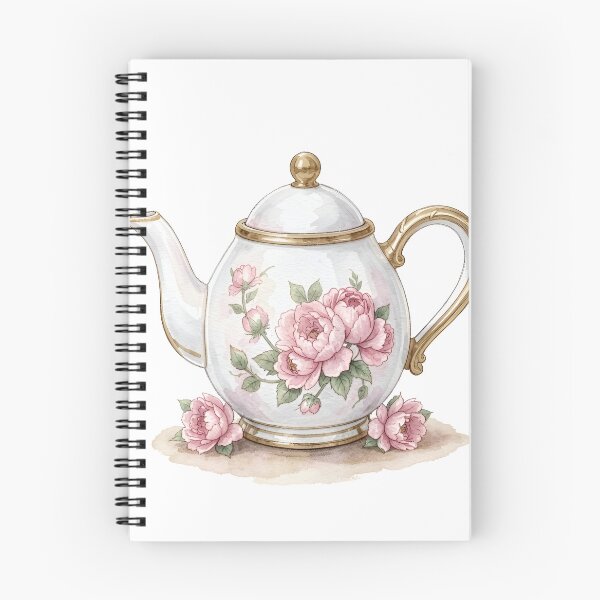 Item preview, Elegant Watercolor Vintage Teapot with Pink Peonies & Gold designed and sold by LuminaArtRO.