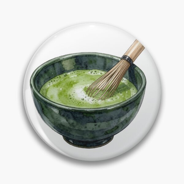 Item preview, Traditional Watercolor Matcha Green Tea Bowl & Bamboo Whisk designed and sold by LuminaArtRO.