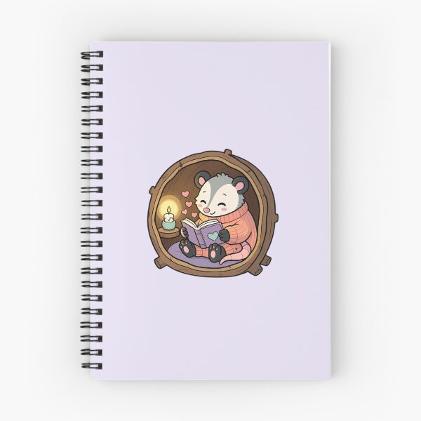 Item preview, Cozy Opossum Reading Book in Tree Log designed and sold by HoneyBun Creative.