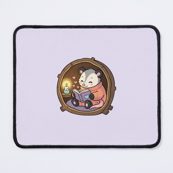 Item preview, Cozy Opossum Reading Book in Tree Log designed and sold by HoneyBun Creative.