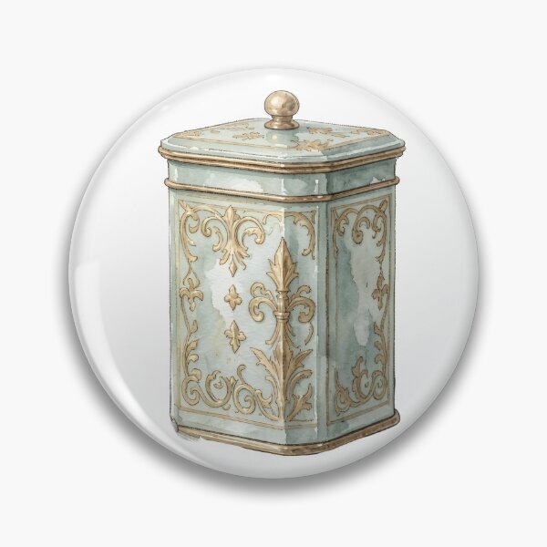 Item preview, Elegant Watercolor Vintage Mint Green Tea Caddy with Gold Details designed and sold by LuminaArtRO.