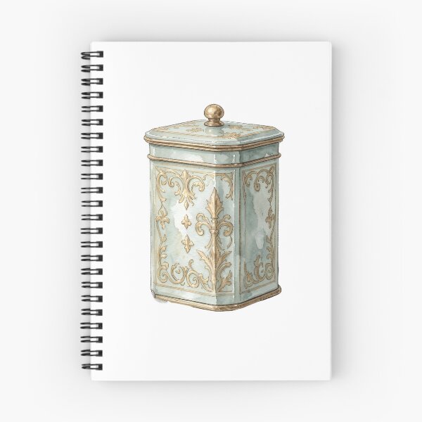 Item preview, Elegant Watercolor Vintage Mint Green Tea Caddy with Gold Details designed and sold by LuminaArtRO.