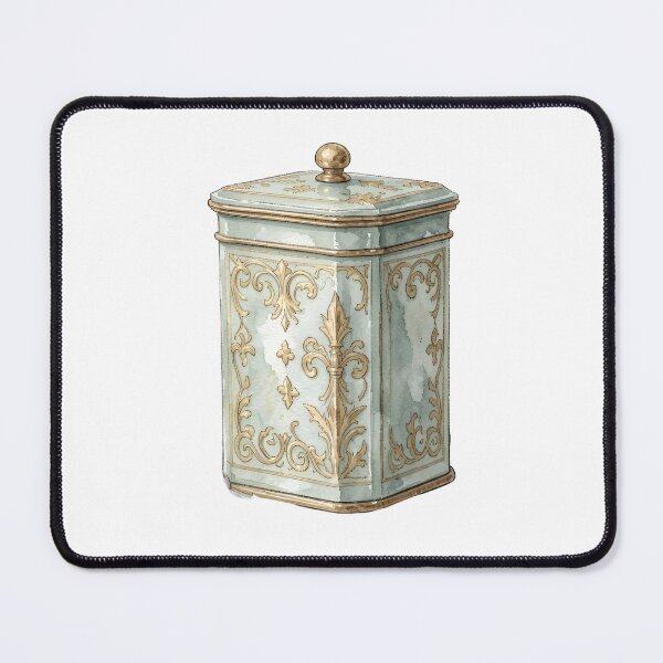 Item preview, Elegant Watercolor Vintage Mint Green Tea Caddy with Gold Details designed and sold by LuminaArtRO.