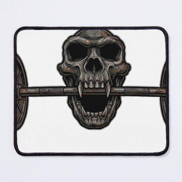Item preview, Gym Skull Biting Barbell Fitness Art designed and sold by JeevanStickers.