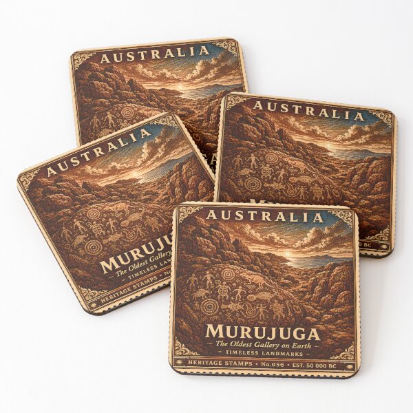 Item preview, Murujuga Rock Art Poster — Australia Travel Print — Aboriginal Heritage Gift for History Lover — Vintage Wall Art designed and sold by Martin's_Design.