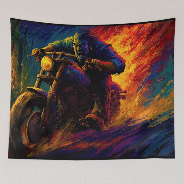 Item preview, Motorcycle Rider Silhouette Against Purple Fire designed and sold by Piotrek0001.
