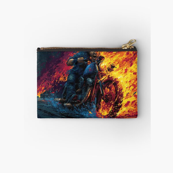 Item preview, Blue Motorcycle and Rider Splashing Through Fire designed and sold by Piotrek0001.