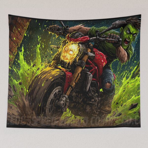Item preview, Green and Black Biker Alien Caricature designed and sold by Piotrek0001.
