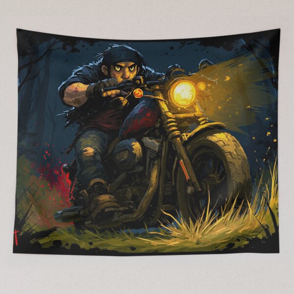 Item preview, Biker Speeding Past City Buildings at Night designed and sold by Piotrek0001.