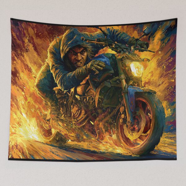 Item preview, Biker Riding Through Wall of Yellow Fire designed and sold by Piotrek0001.