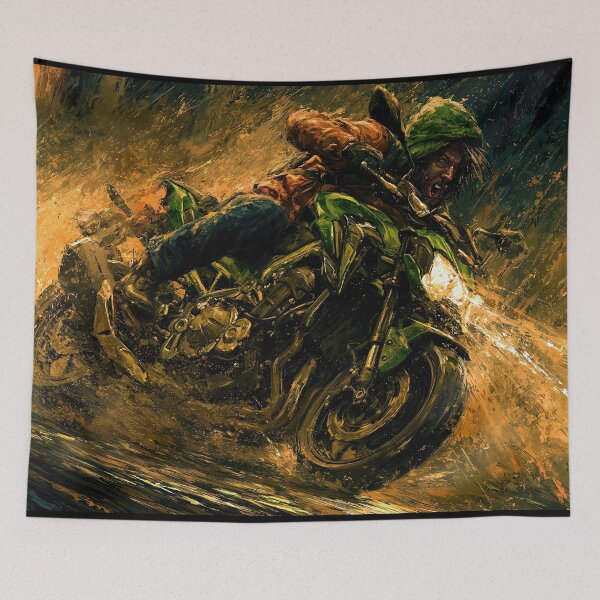 Item preview, Biker Riding Through Yellow Light and Dust designed and sold by Piotrek0001.