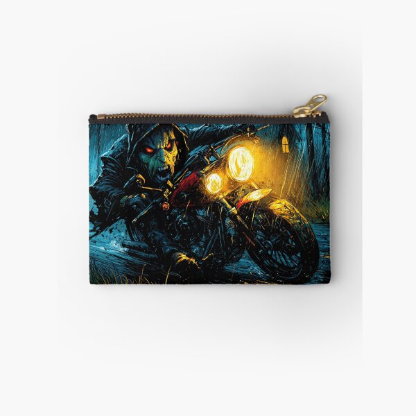Item preview, Hooded Biker on Blue Motorcycle in Night Forest designed and sold by Piotrek0001.