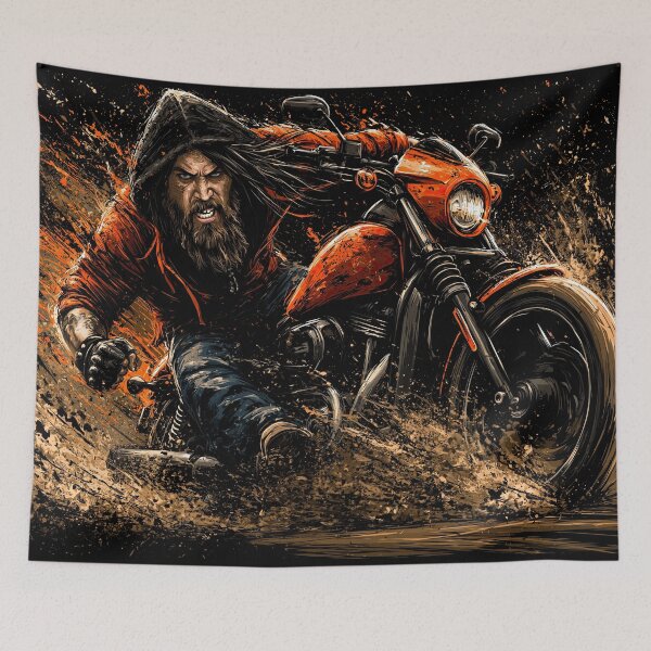 Item preview, Hooded Biker Splashing Mud in Night Scene designed and sold by Piotrek0001.