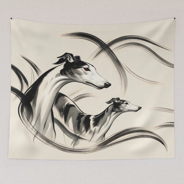 Item preview, GALOGO - Suibokuga Flow - Dissolving Wind designed and sold by GALOGO – Art for Sighthounds & Animal Welfare.