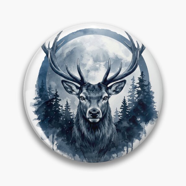 Item preview, Moonlit Deer Watercolor Forest Illustration designed and sold by Biedroneczka.