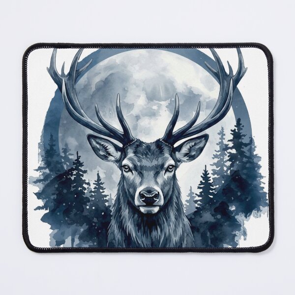 Item preview, Moonlit Deer Watercolor Forest Illustration designed and sold by Biedroneczka.