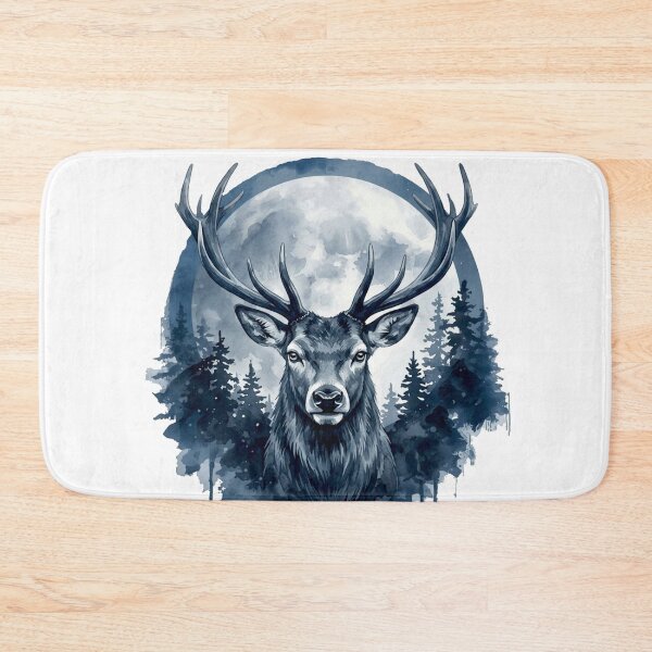 Item preview, Moonlit Deer Watercolor Forest Illustration designed and sold by Biedroneczka.