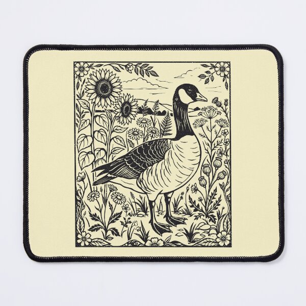 Item preview, Floral Goose Sunflower Linocut Style Vintage Birdwatcher  designed and sold by Y-Vibes.