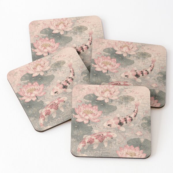 Item preview, vintage koi pond with lotus designed and sold by inainart.