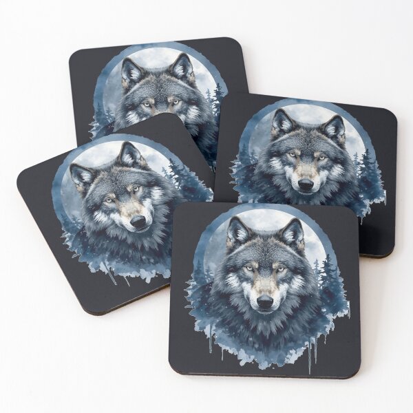 Item preview, Mystic Moon Wolf Watercolor Illustration designed and sold by Biedroneczka.