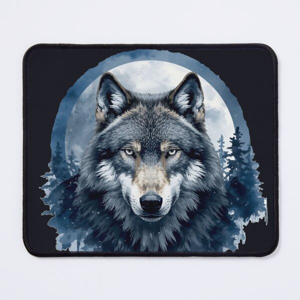 Item preview, Mystic Moon Wolf Watercolor Illustration designed and sold by Biedroneczka.